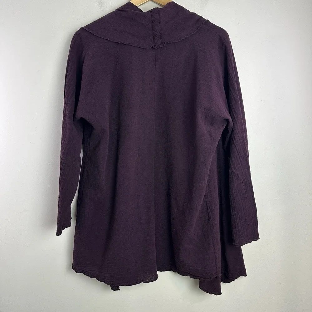 Oh My Gauze Jacket women SZ 1 M Oversized Long Ruffled Kimono Cardigan
